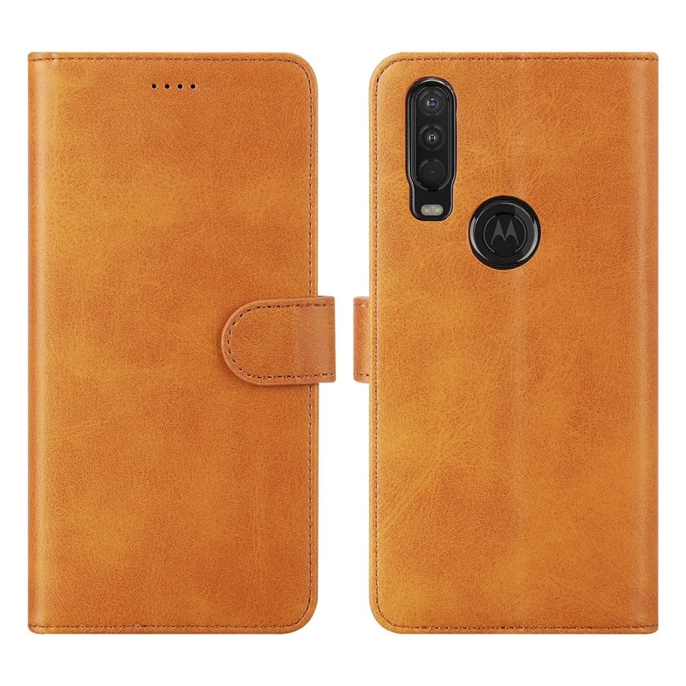 Чехол из натуральной кожи для Motorola Moto One Action Case откидной Чехол-кошелек для Moto One action Card Stand Магнитный чехол-книжка