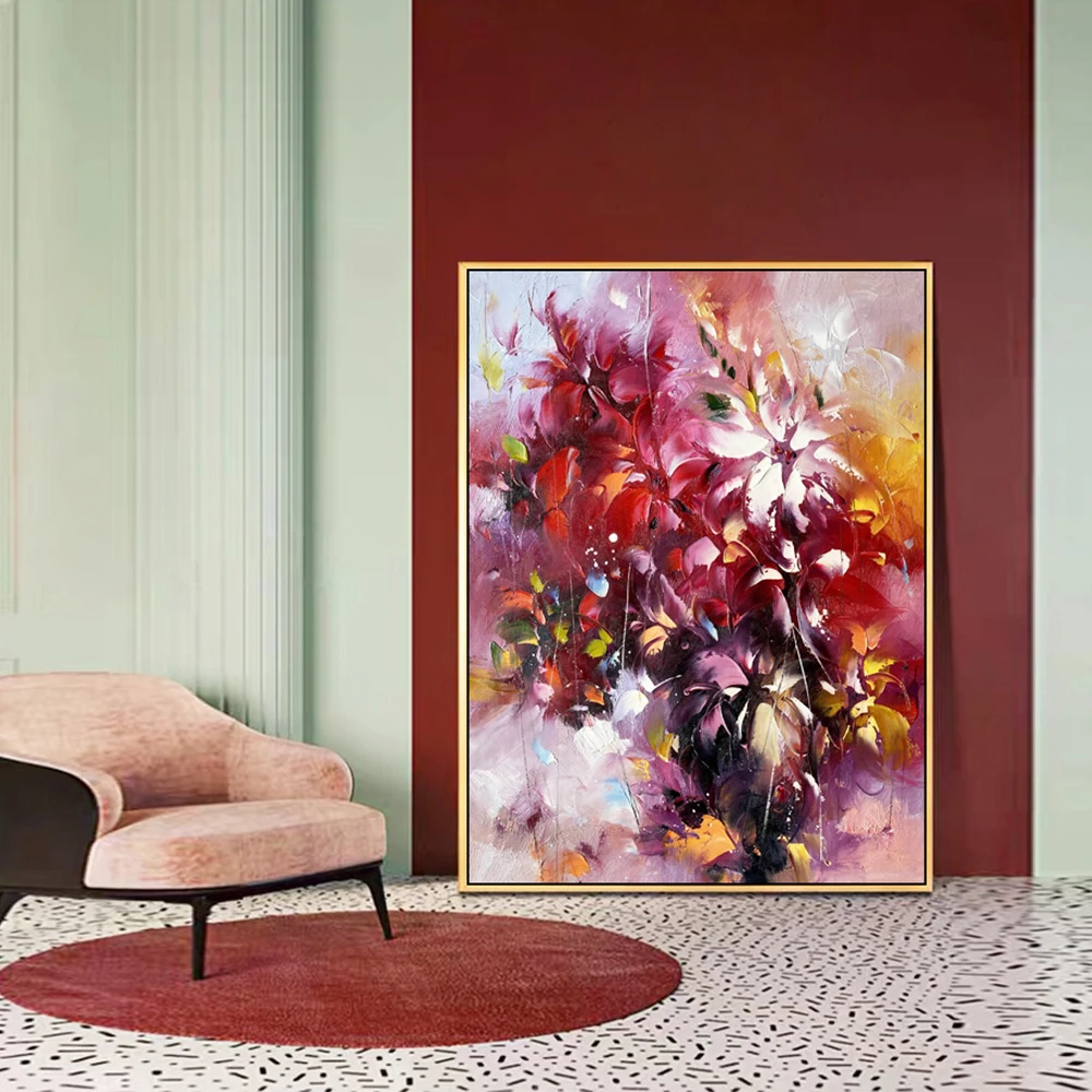 

Modern Abstract Flower Handmade Oil Painting Thick Texture Oil On Canvas Wall Art For Home Hotel Wall Dcoration Picture Unframed