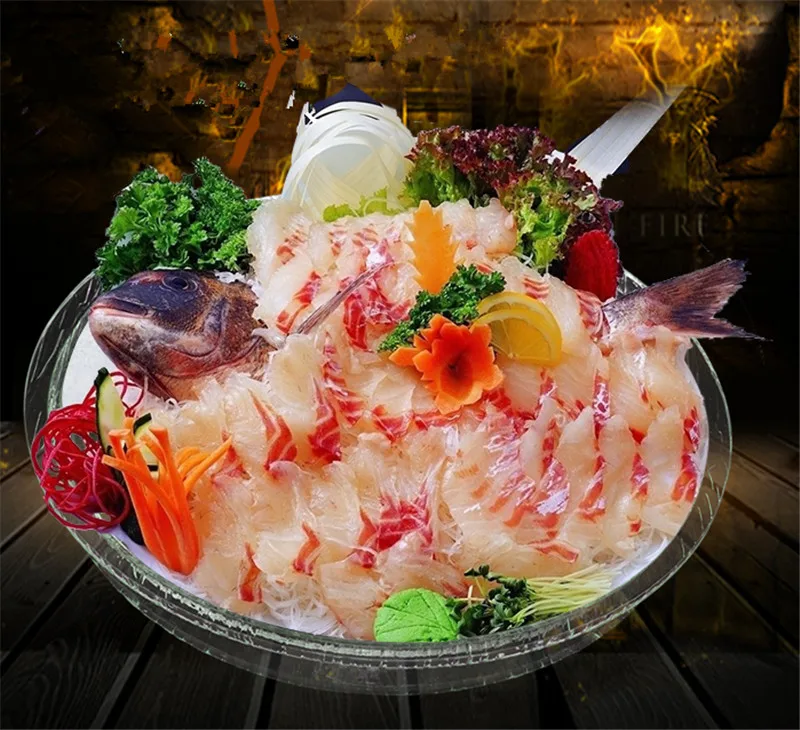 Прозрачный акриловый ледяной поднос sashimi Японский Корейский суши Фруктовая