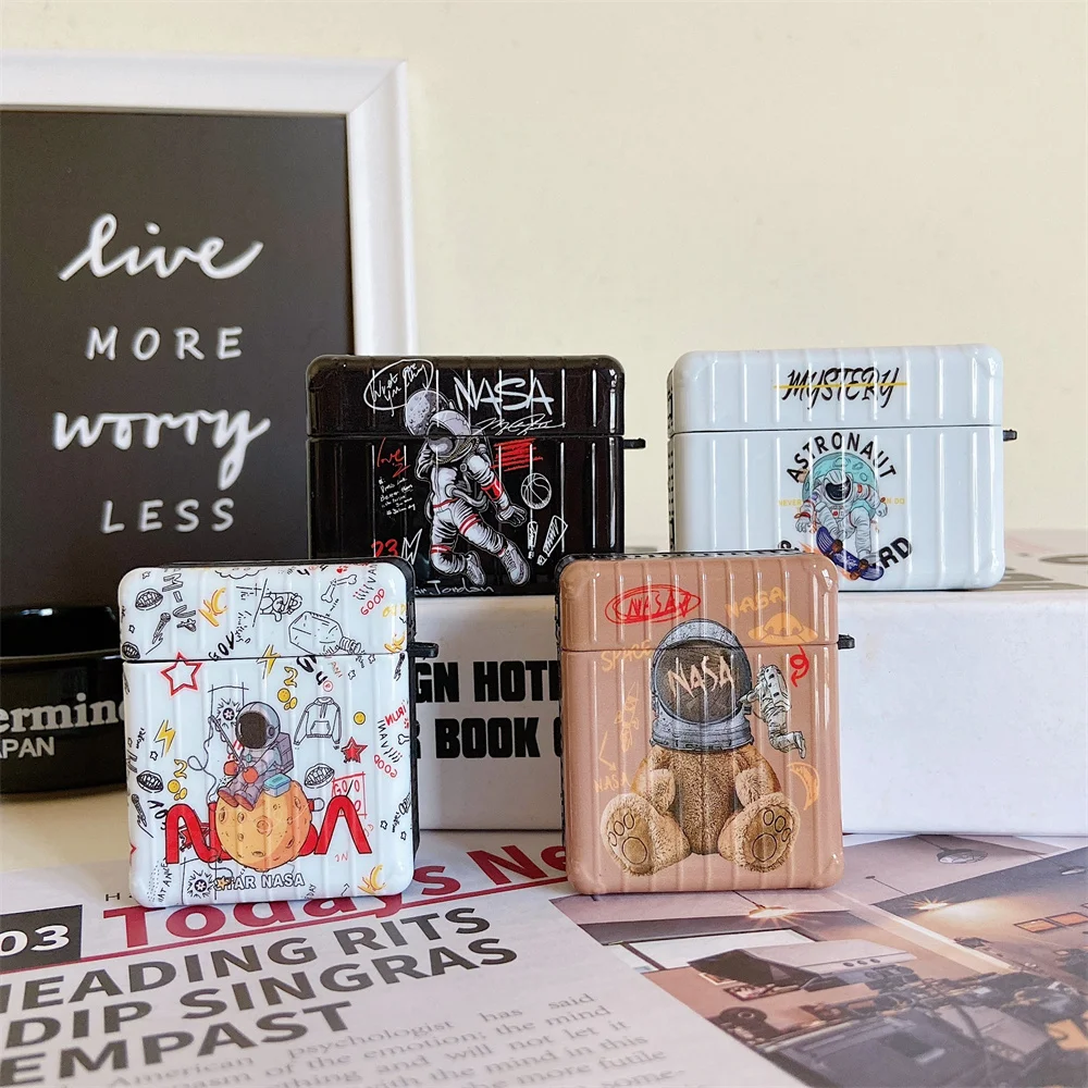 

Cute Cartoon Astronaut Graffiti Earphone Case For Airpods 1 2 Pro Bluetooth Headset Trunk Cover For AirPods Pro Headphone Cases