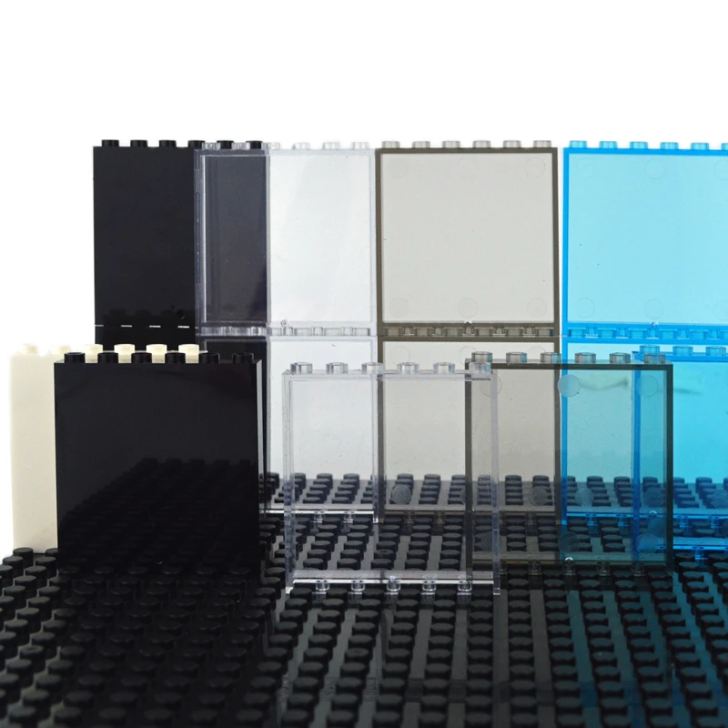 

10pcs 1x6 1x4 Door Window Frame Wall City DIY Building Blocks Glass Transparent Panel House Parts MOC Bricks Construction 59350