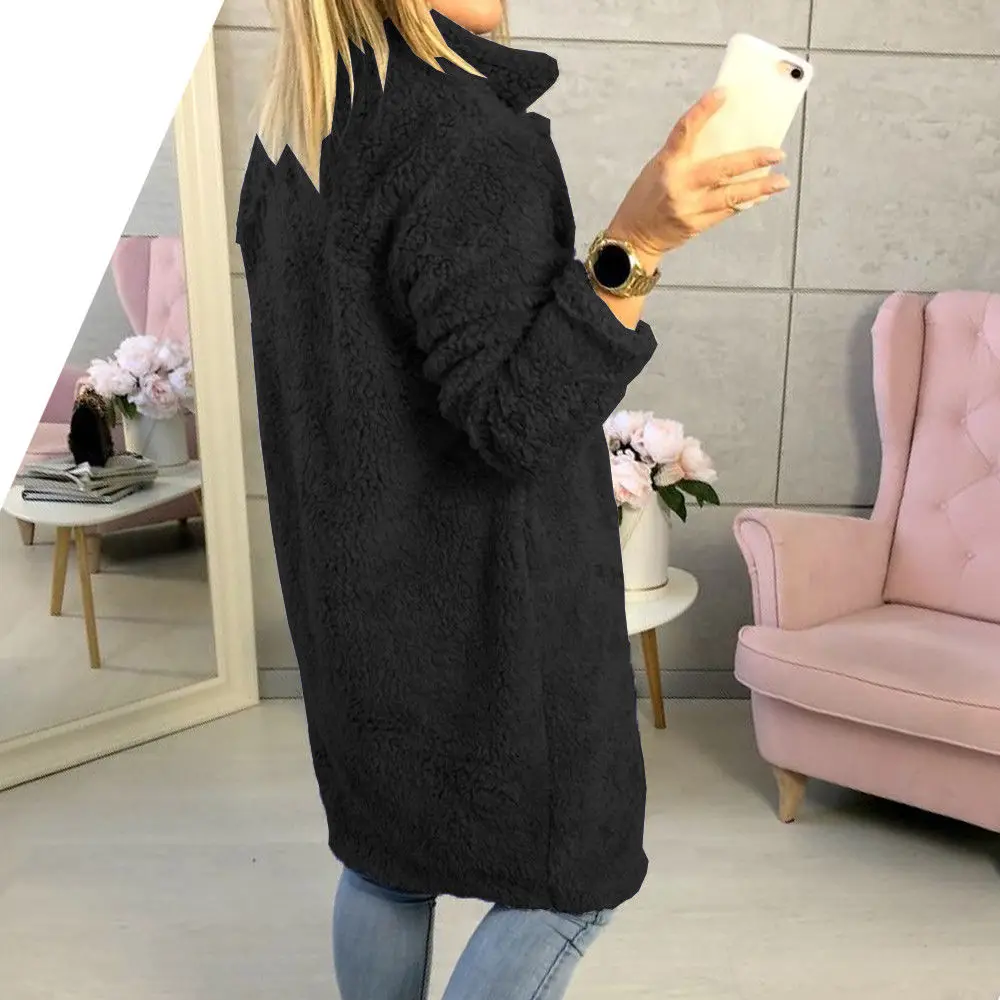 Женская длинная куртка из искусственного меха Женское зимнее однобортное