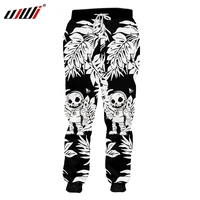 ujwi new male jogger 3d printing skull head fitness black white leaf guard pants loose casual funny trousers large dropship 4xl