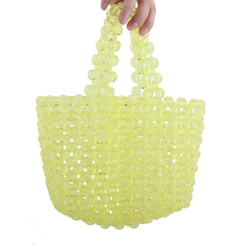 

Fashion Women Crystal Beaded Bag Summer Hollow Out Ladies Acrylic Transparent Handbags Box Totes Female Dinner Party Beach Bags