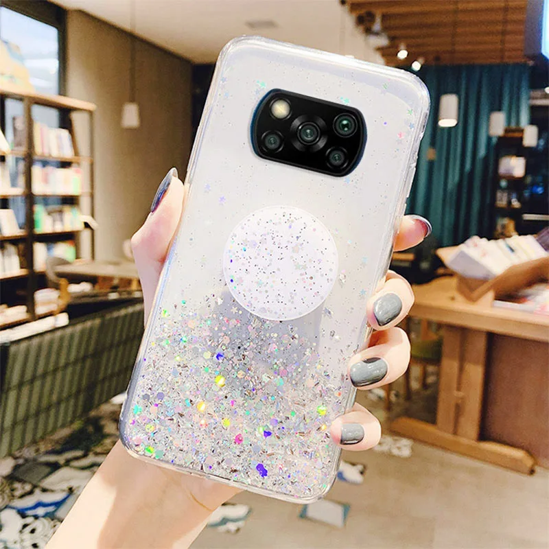 Silicon Phone Case For Xiaomi Poco X3 Pro Cases Glitter Cover Poco M4 Pro X3 GT NFC M3 F3 Redmi Note 11 Po 10 9 8 9s 10s Fundas