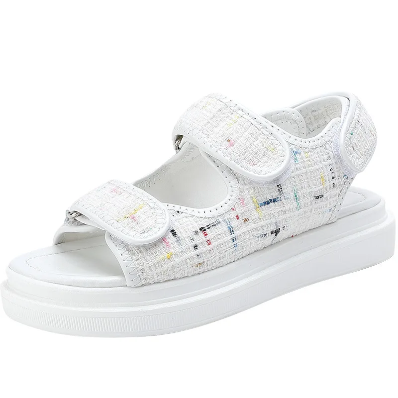 

Xiaoxiangfeng muffin thick soled sandals women's new summer fashion casual Velcro sandals women's net red shoes