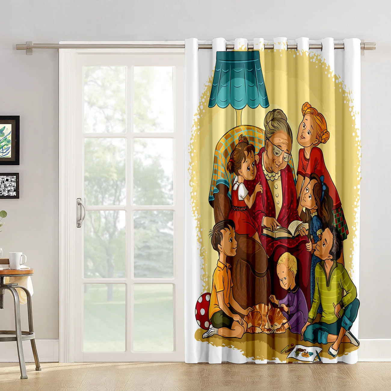 COCOHouse бабушка и ребенок мультфильм иллюстрация оконные шторы Valance Гостиная