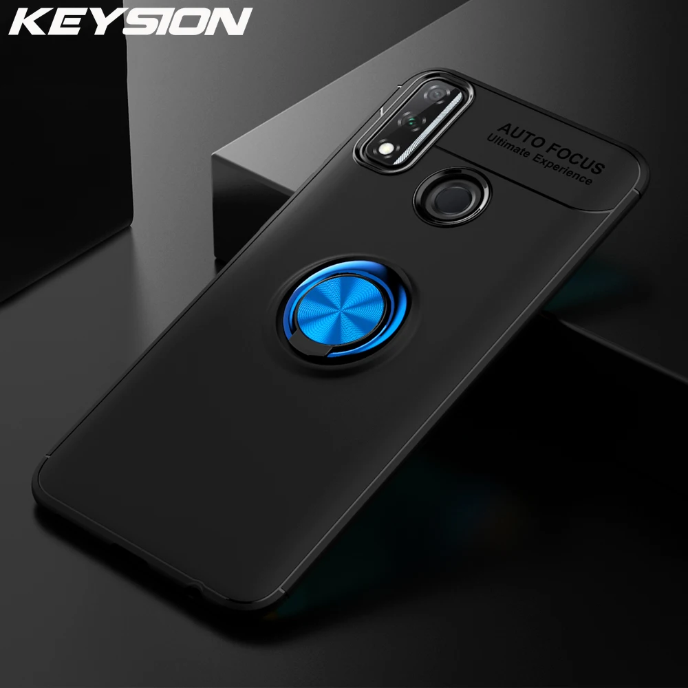 Корпус KEYSION Luxury Metal Ring для Huawei Y8S Soft Silicone Matte Shockproof Phone Back Cover.