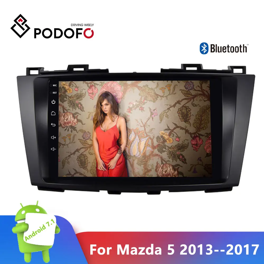 Podofo Android 9 &quotHD 2.5D закаленное стекло зеркало Автомобильный GPS радио плеер