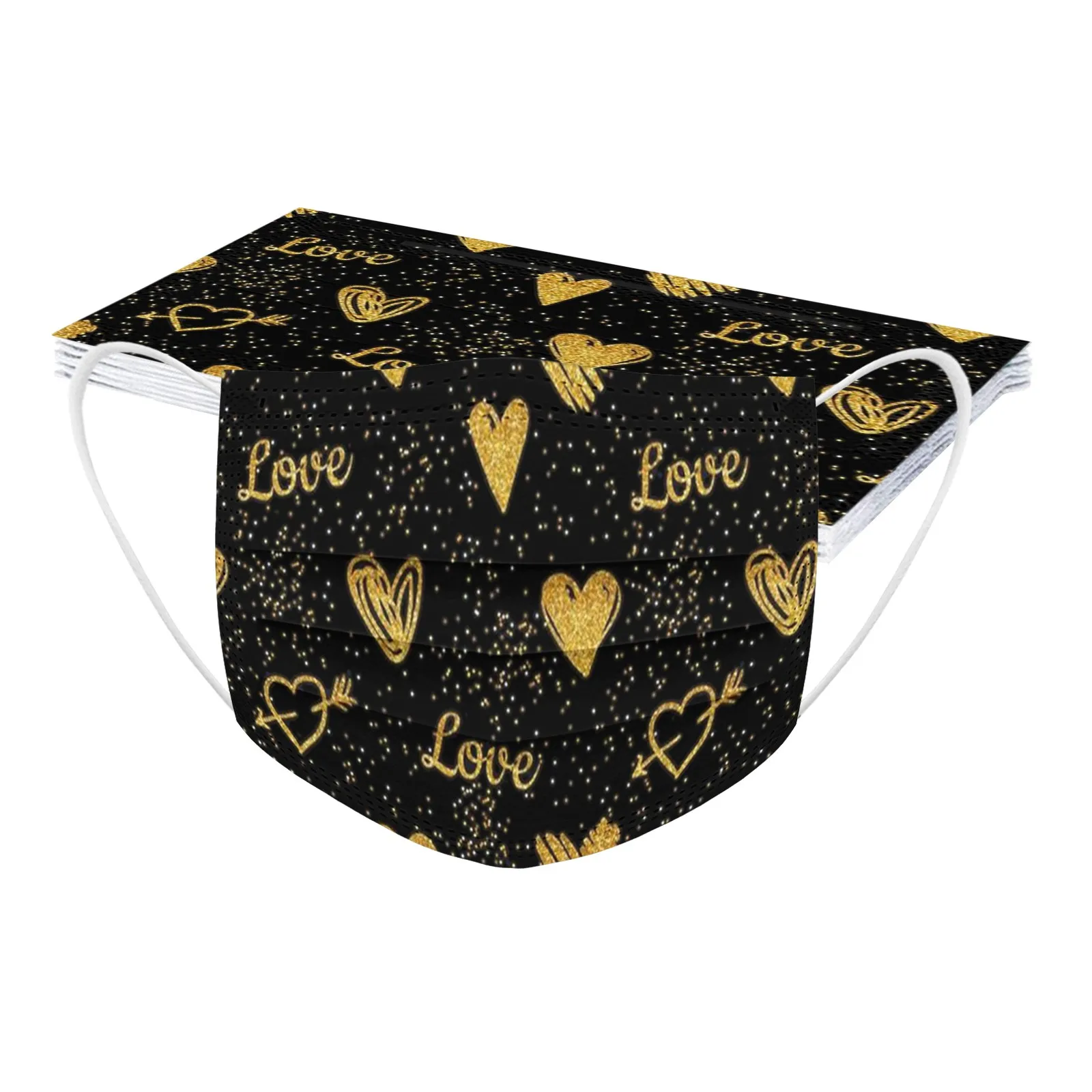 Маска одноразовая для лица взрослых дышащая Защитная с цветным принтом