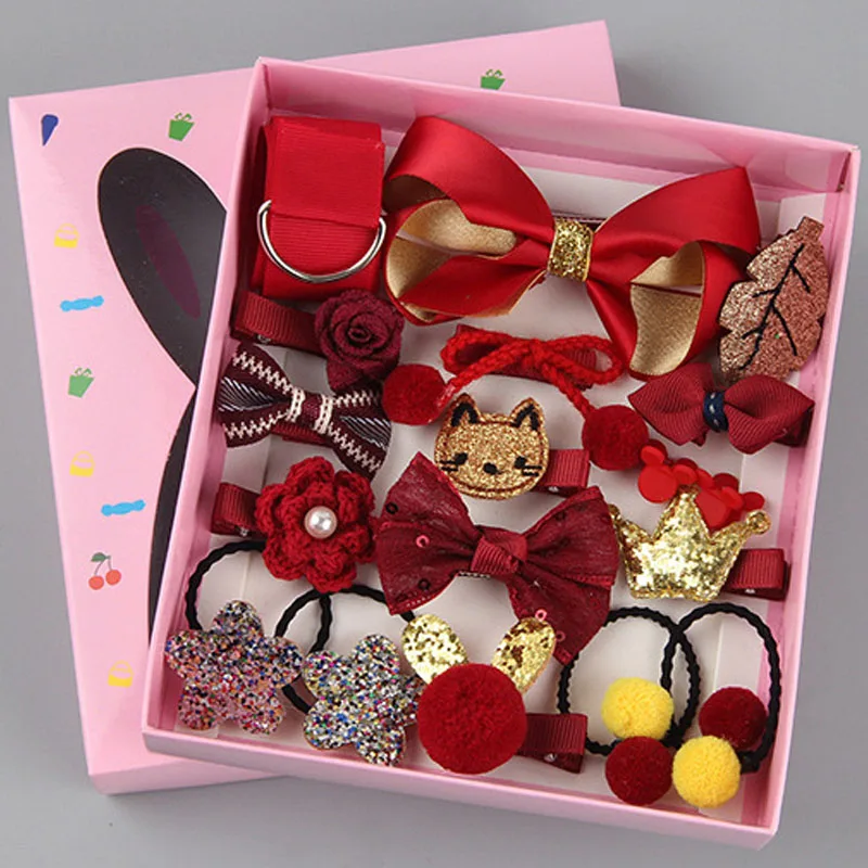 18 шт заколка для волос девочек аксессуары детская лента лук заколки Мультяшные