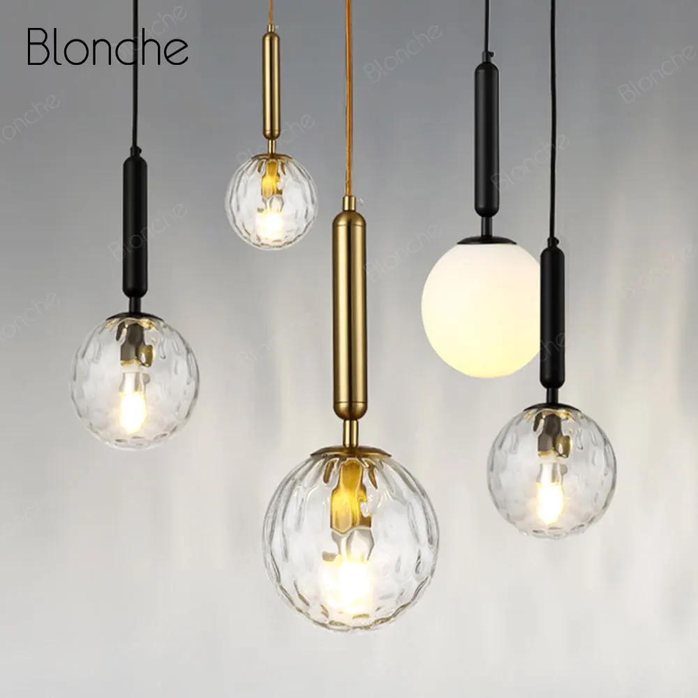 

Современный подвесной светильник, стеклянная Светодиодная лампа в скандинавском стиле, простой дизайн, прикроватный светильник для гостин...