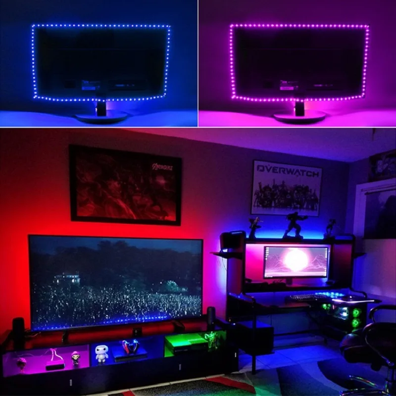 2 м цветных (RGB) светодиодных лент светильник окружающей среды украшения для