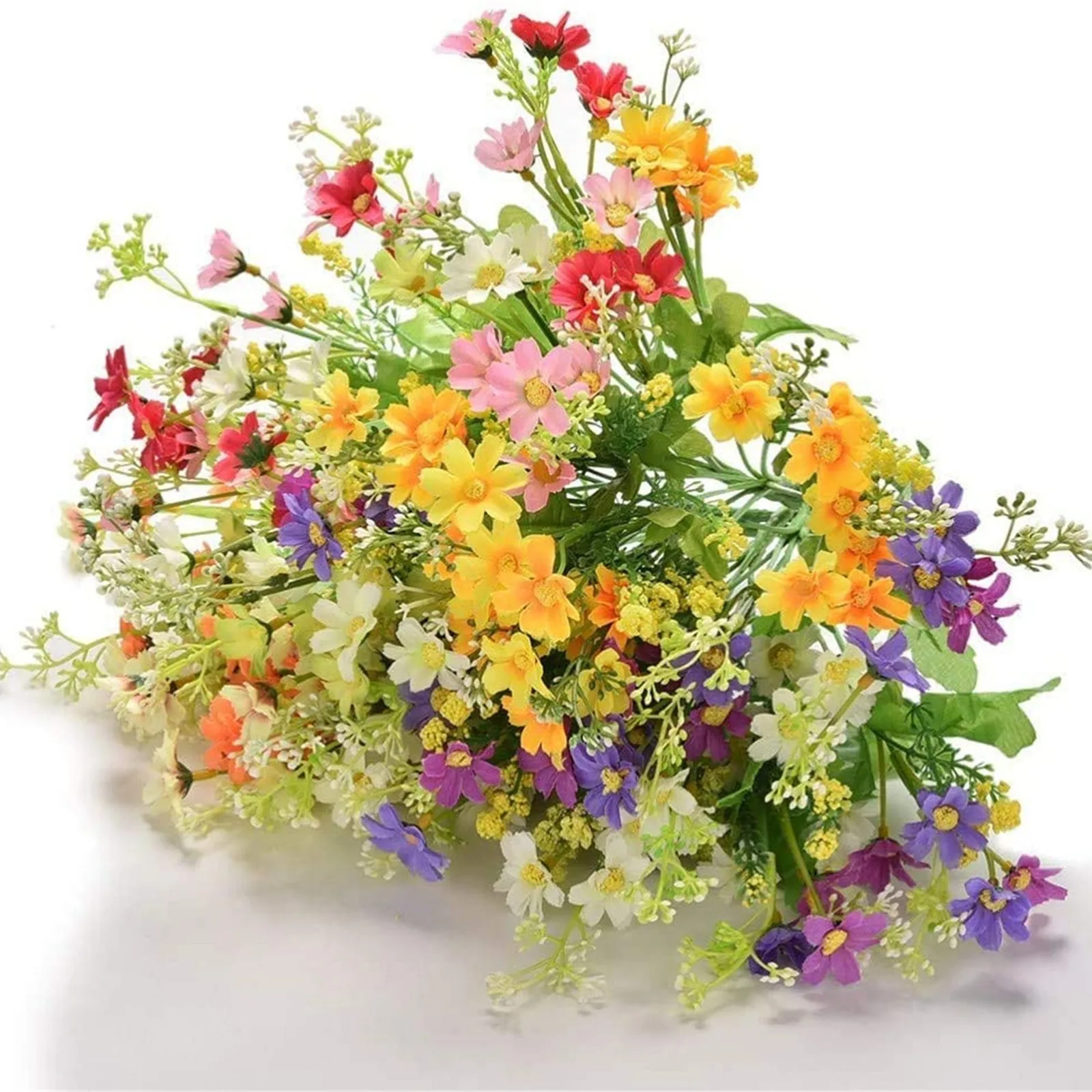 

Fake Daisy Flower Bouquet Colorful Wild Chrysanthemum Aritifical Silk Cloth Wildflowers Flower Arrangement Vase Ornament