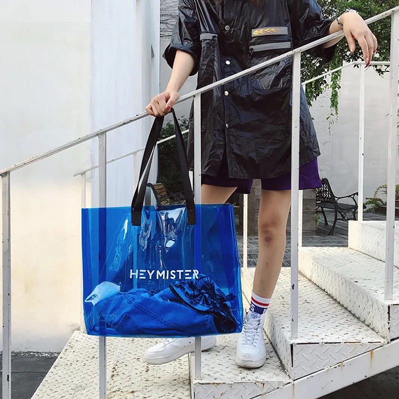 Женская прозрачная сумка большая через плечо из ПВХ для женщин пляжные дорожные