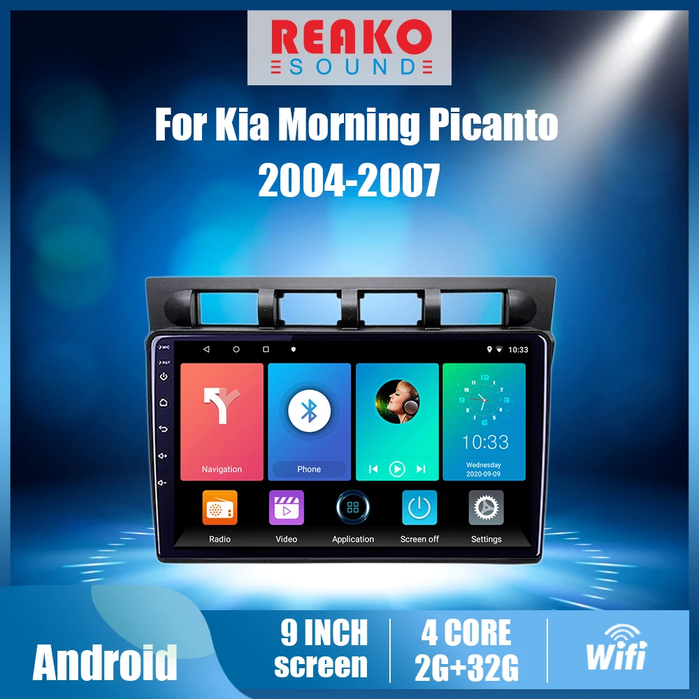 

REAKOSOUND 2 Din Android 9'' Radeo For Kia Morning Picanto 2004-2007 Car Stereo Autoradio WIFI GPS Navigation Multimedia Player
