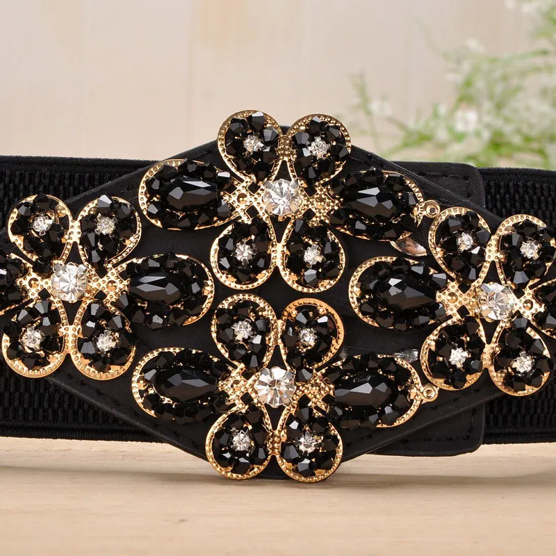 Женский плетеный пояс стразы эластичный женский цветной украшенный кристаллами