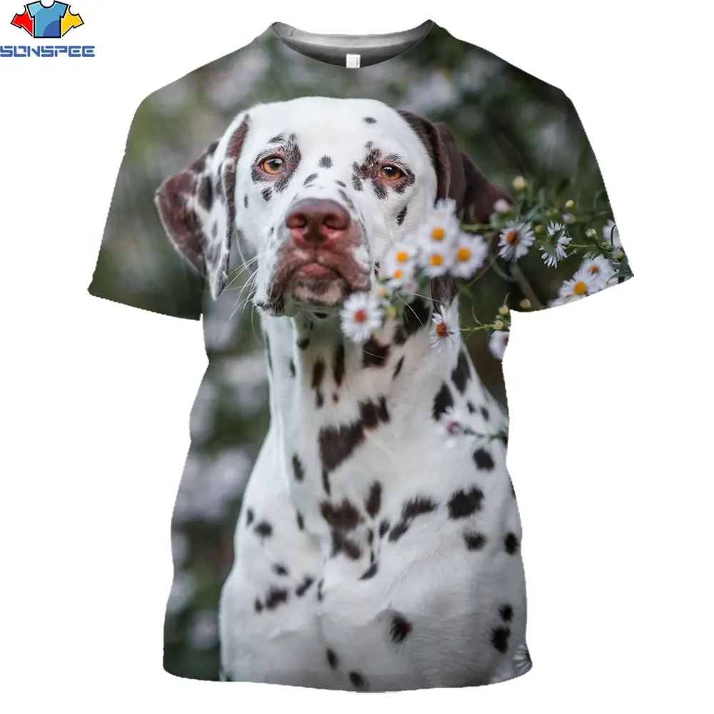 

SONSPEE 3D 2021 Summer New Popular Men's T-Shirt Dalmatian 3D Animal Print T-shirt Youth Fashion Streetwear O-Neck Short-Sleev