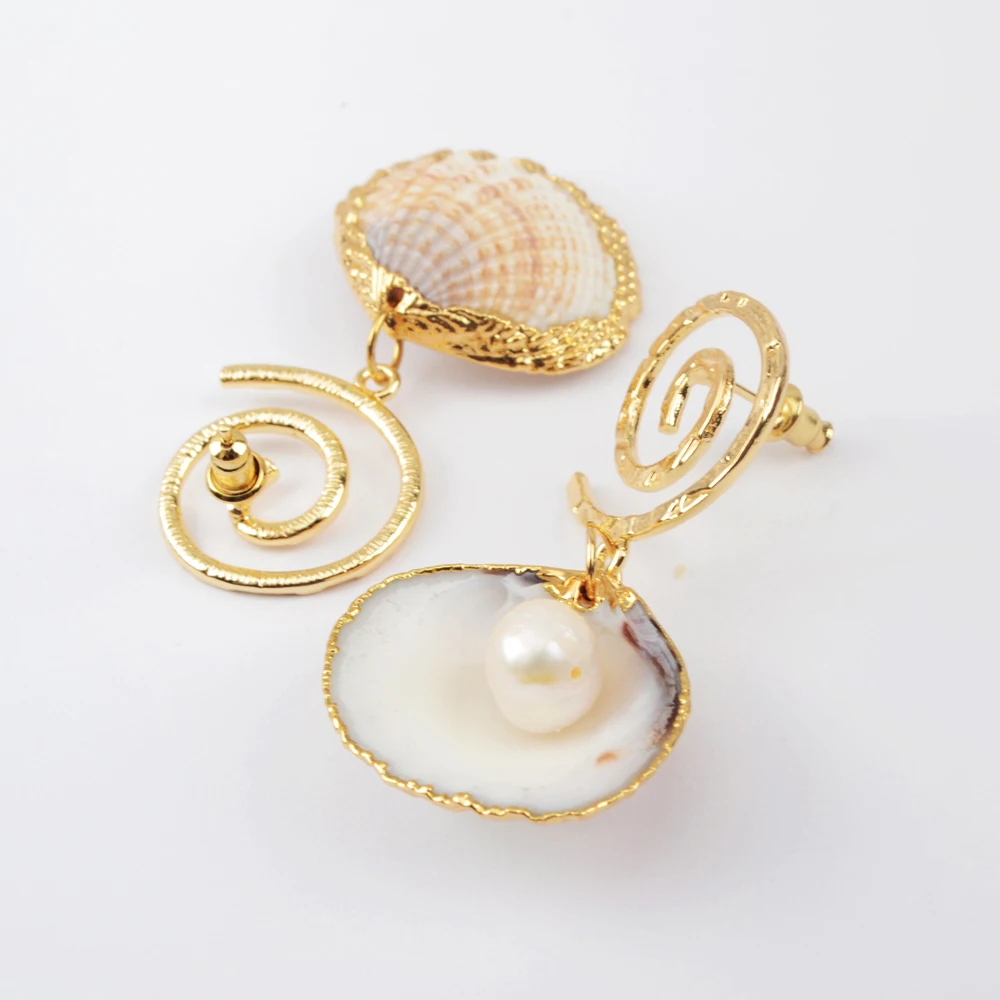 

BOROSA 5/10Pairs Natural Conch Pearl Earrings New Arrival Gold Shell Pearl Drop Earrings for Ladies Jewelry Gifts HD0194