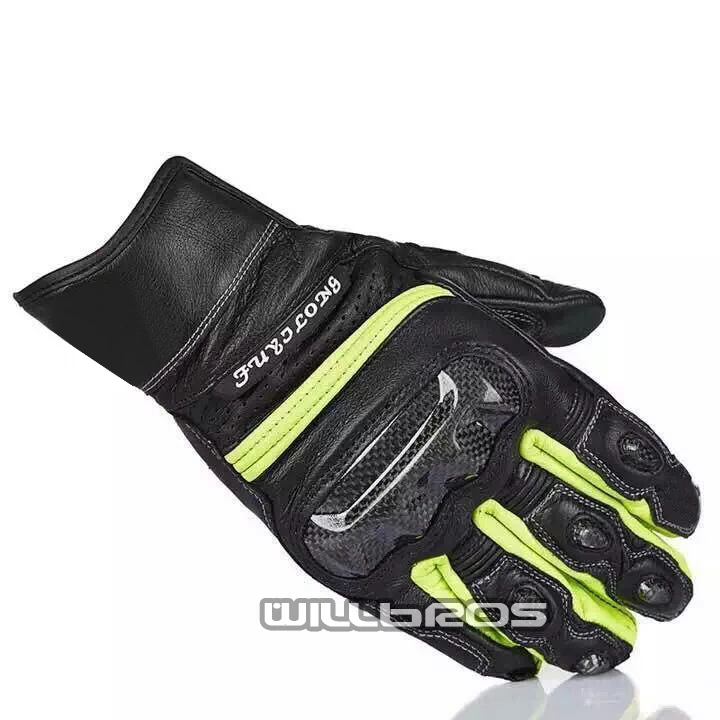 

Motocross Motorbike Downhill Bike Riding Geniune Leather Gloves Motorcycle Street Moto Black Green Gloves