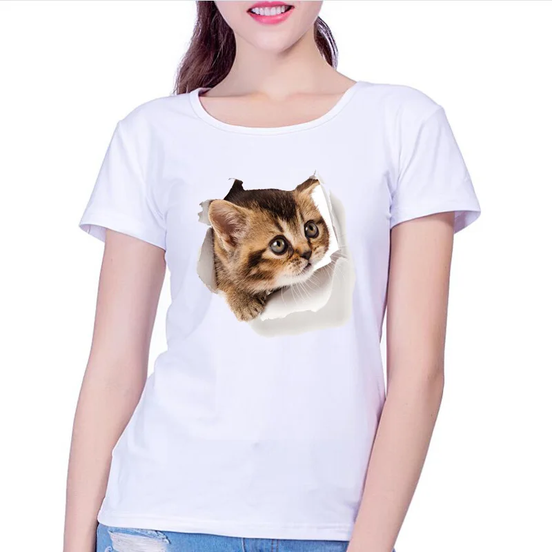 

Graphic tees tops cat Print tshirts women funny t shirt white Tops casual short Camisetas