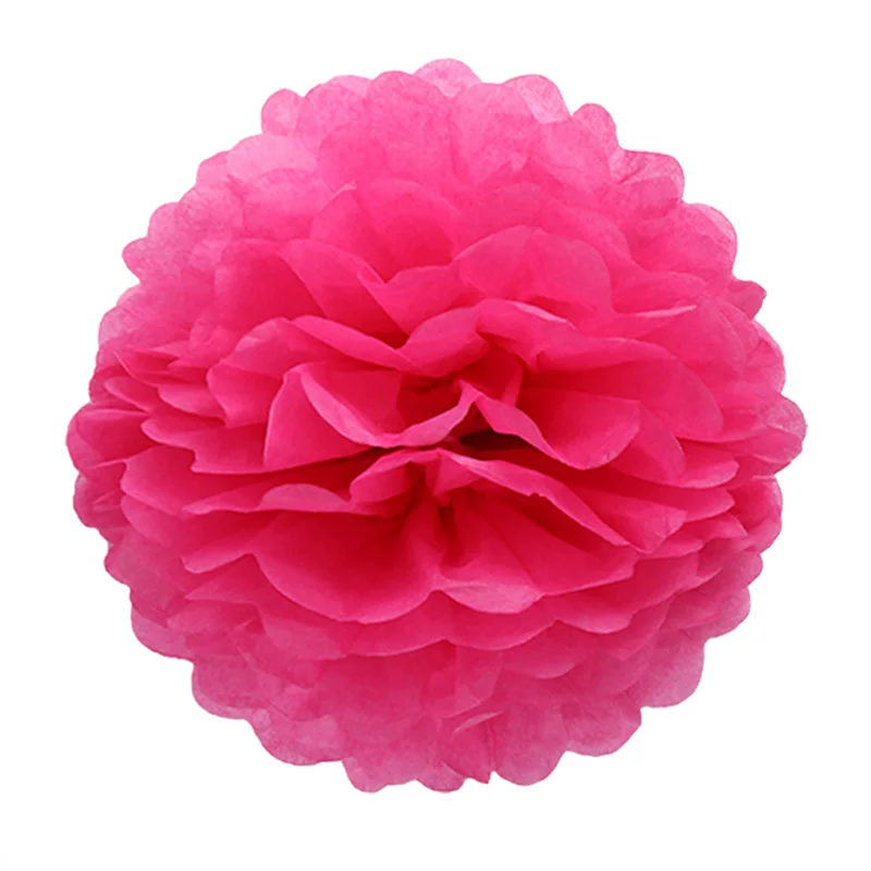 Rose Red Свадебные украшения, 5 шт., помпоны, 20 см., тканевая бумага, искусственные цветы, шар для детского душа, 1 день рождения, украшения, принадлежности - Цвет: Rose Red