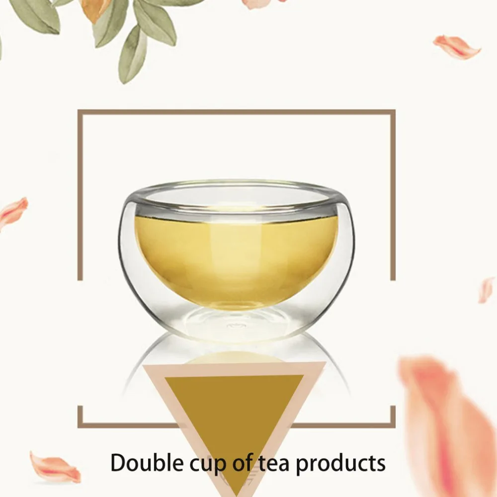 50 мл прозрачная питьевая стеклянная чашка для чая термостойкая двухслойная