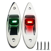 1 pair 12v flush mount marine boat rv side navigation light red green led stainless steel yacht side bow tear drop lamp