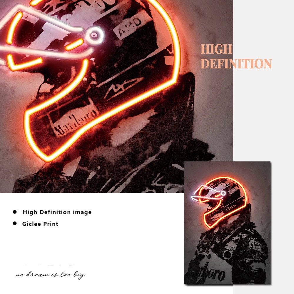 Майкл гонки костюм неоновый постер граффити художественные принты ретро холст