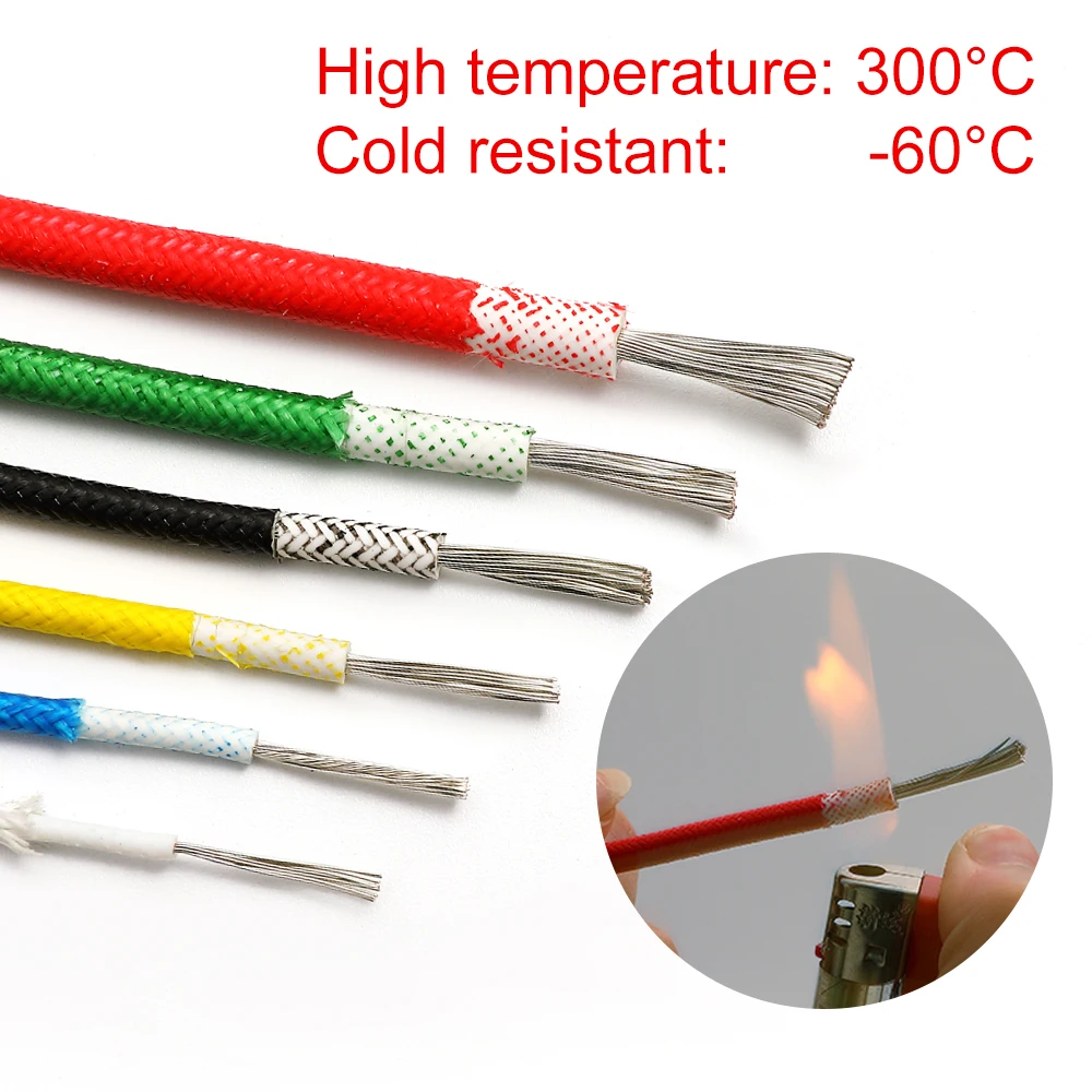 Heat-resistant 300° braided silicone cable 0.5 0.75 1.0 1.5mm 2.5 4 6 10 square wear-resistant fire-resistant wire