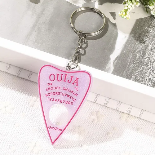 1 шт. цепочка для ключей для сумки Ouija Planchette амулеты градиентная смола доска брелок для женщин - Цвет: purple with pink