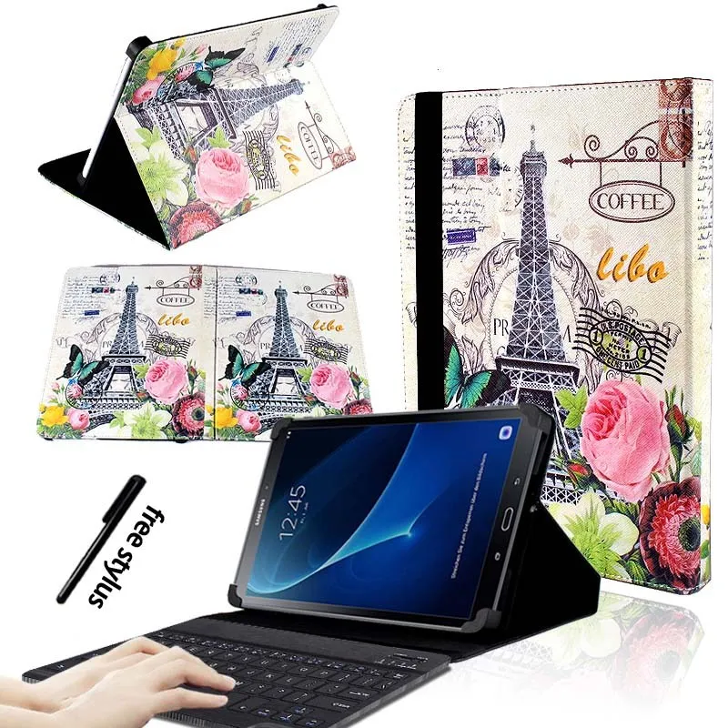 Flower KK&LL для samsung Galaxy Tab A A6 10,1 T580 T585()-кожаный чехол-подставка для планшета+ bluetooth-клавиатура - Цвет: Flower