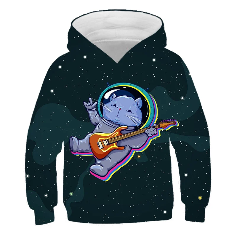 

Высококачественная повседневная толстовка с капюшоном в стиле хип-хоп с 3D котом, куртка для мальчиков и девочек с космосом и астронавтом, мо...