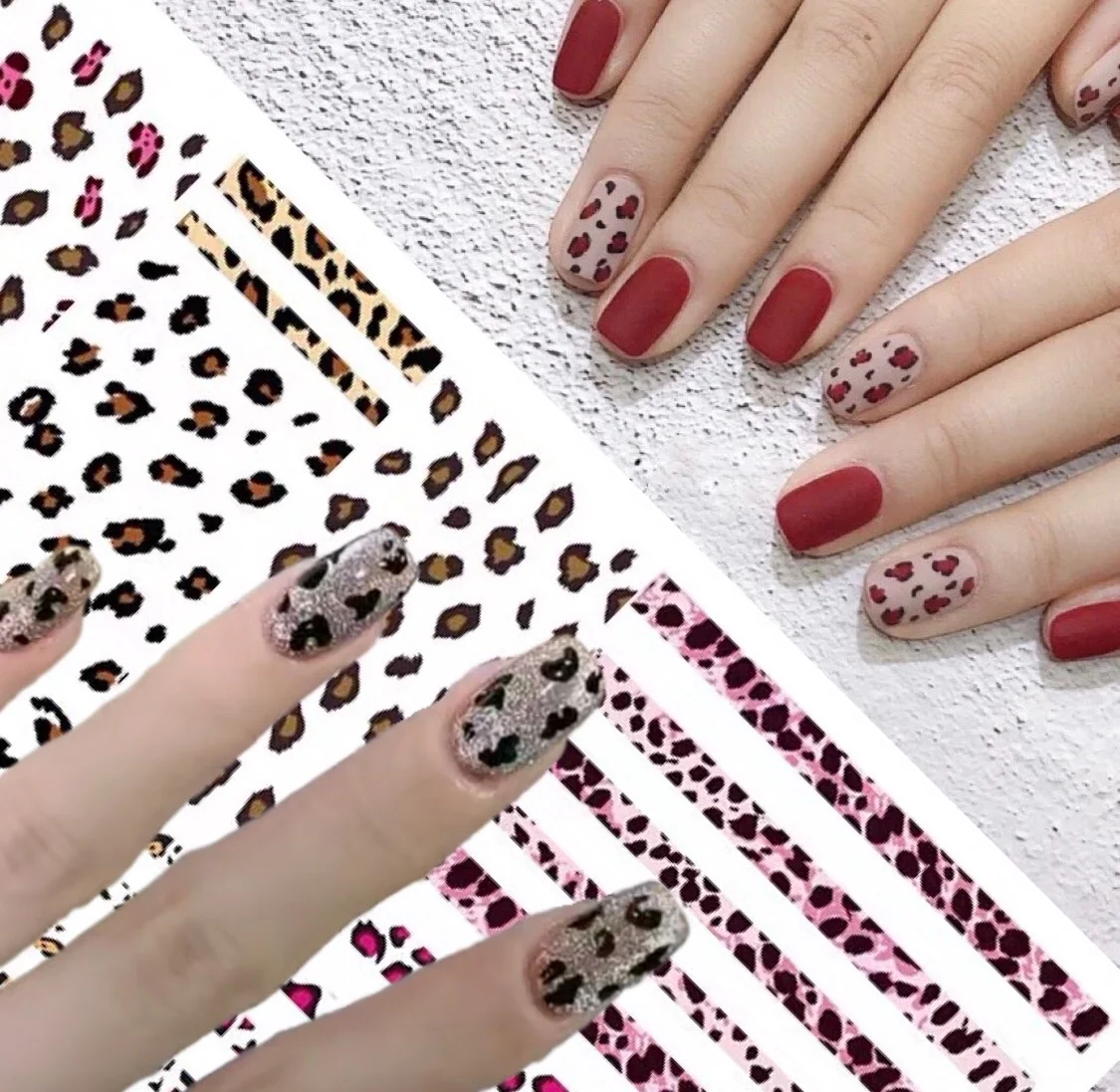 

1 Sheet Newest leopard Series design 3D nail art sticker back glue nail decals Japan type DIY decoration tools