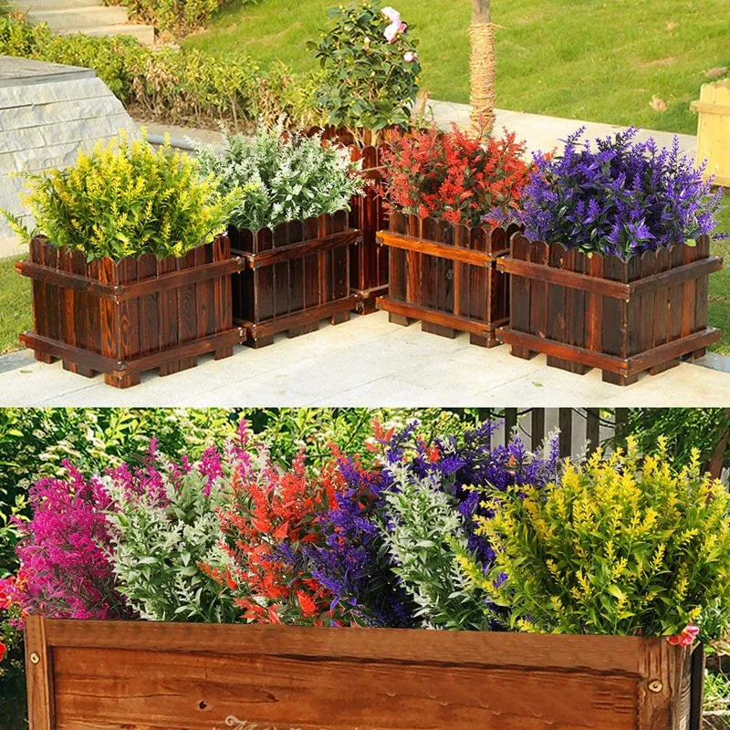 

Artificial Lavender Flowers Plants 10 Bundles Outdoor Plastic Greenery Shrubs Plants Home Garden Decor