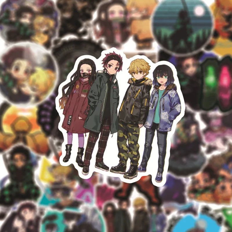 

10/30/50/100Pcs Demon Slayer Stickers Cartoon Anime Graffiti Sticker Pvc Waterproof Skateboard Decals Children Toy Birthday Gift
