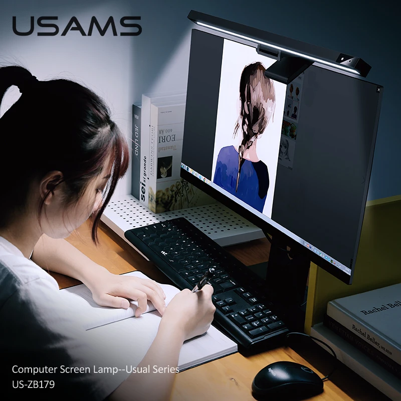 USAMS High CRI приглушаемая защита глаз светодиодный экран USB лампы с кабелем для