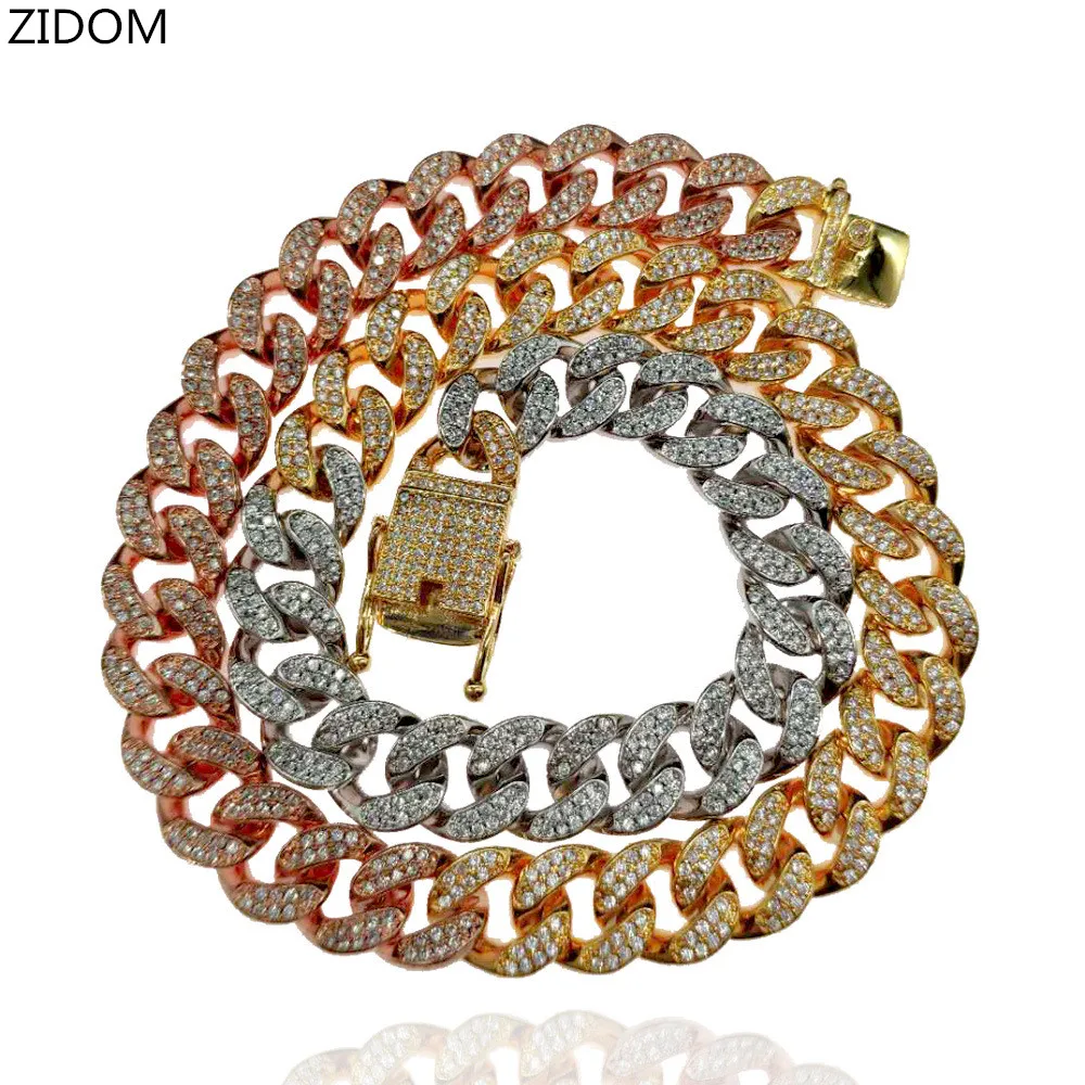 Мужские цепочки в стиле хип-хоп со льдом украшенные стразами циркониевые