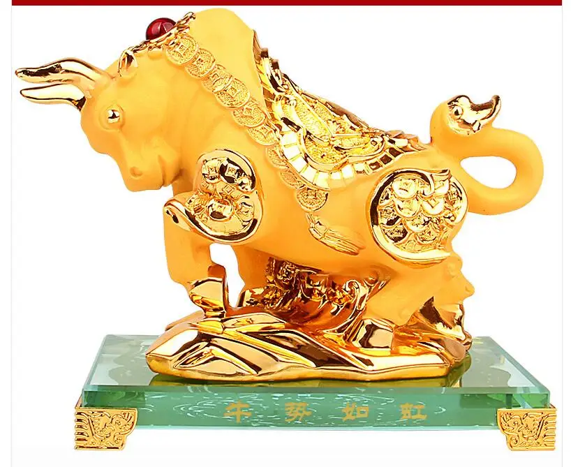 

CHINESE ZODIAC RAT OX CATTLE BIG GOLDEN ZODIAC ANIMAL BRINGS HANDICRAFT FURNISHING EXQUISITE GIFTS SCULPTURE HOME DECORATION