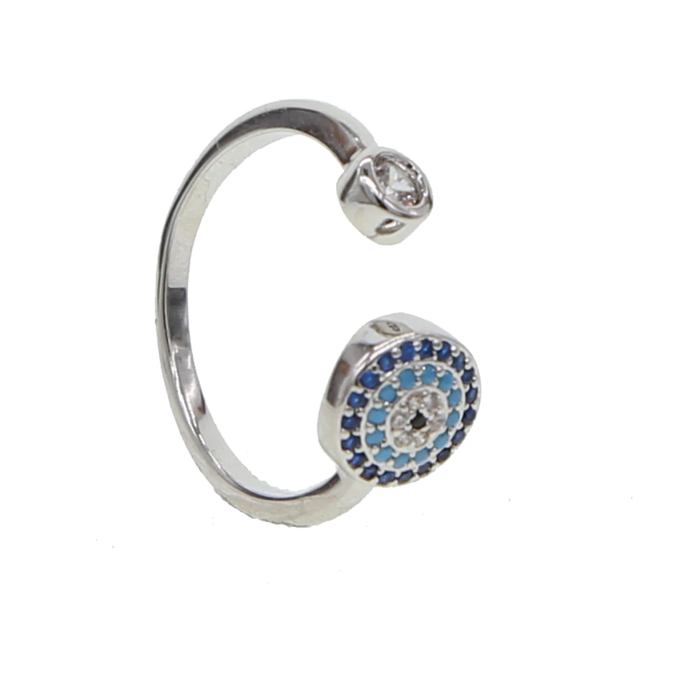 Белый синий фианит CZ нежное Открытое кольцо простой минималистичный Турецкий