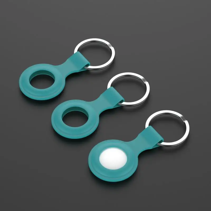 

2PC Location Tracker Silicone Case For Apple Airtags Sleeve Keychain Metal Ring Buckle Soft Anti-lost Scratch-resistant Cover