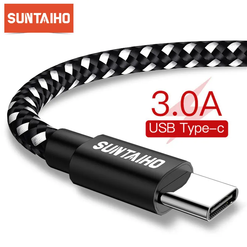 Suntaiho Тип usb C кабель для samsung S10 S9 A50 Xiaomi Redmi Note 8 Pro быстрой зарядки Тип-C Зарядное устройство мобильного телефона кабель с разъемом usb-c