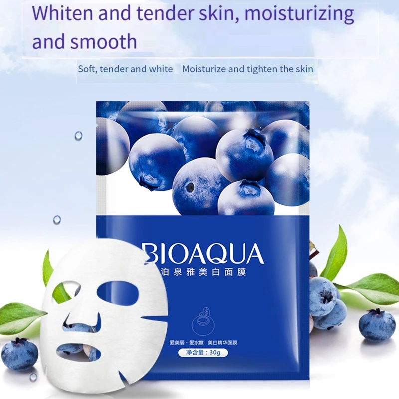 

3pcs Blueberry Whitening Silk Mask Spring and Summer Hydrating Moisturizing Acne Removing Blackhead Shrinkage Pores Face Care