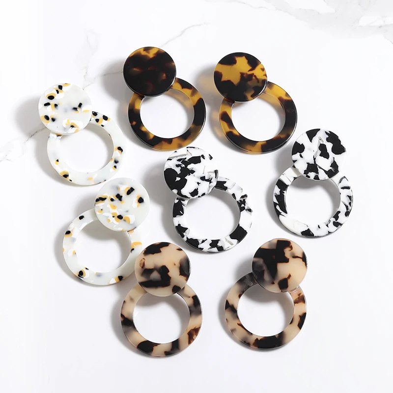 Женские леопардовые серьги tortoiseshello Brincos круглые геометрические акриловые