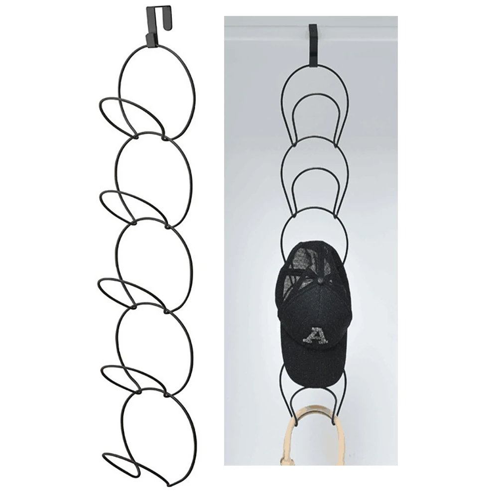 

Wardrobe Hat Hooks Iron Wire Over-the-door Stackable Chain Hat Display Rack Clothes Bag Ties Scarf Hanging Storage Hooks