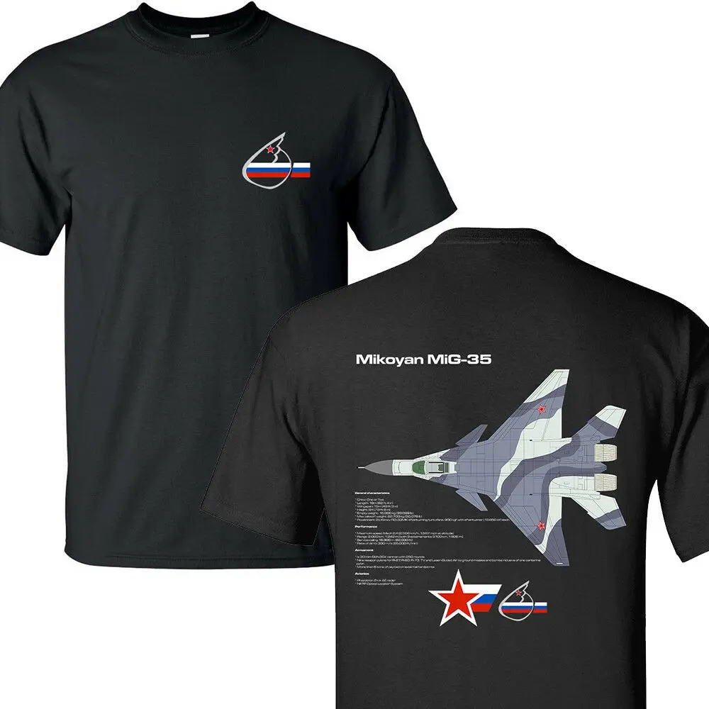 Mikoyan MiG-35 Fulcrum-F русские воздушные силы Jet Fighter черные футболки S-3XL | Мужская одежда