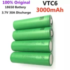 100% Оригинальный 3,7 в 18650 VTC6 3000 мАч литиевая аккумуляторная батарея US18650VTC6 30A разряд для фонарика игрушек