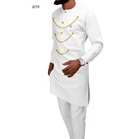 African Dashiki Print Top Pant Set 2 Pieces Outfit Set 2021 Men Clothes Streetwear African Suit Men Africa Clothing