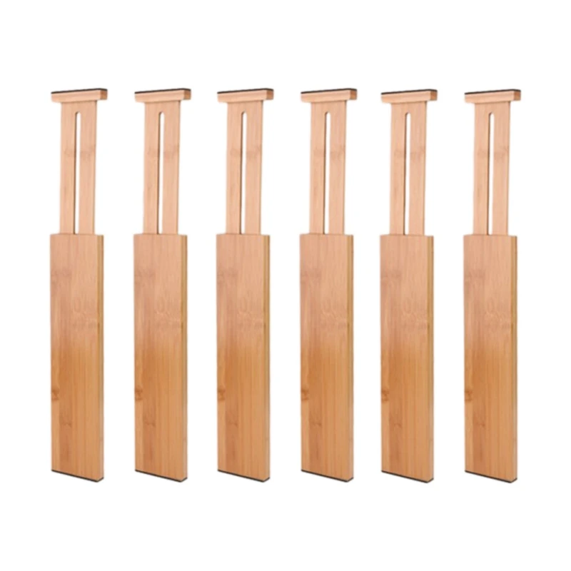 

6 PCS Bamboo Adjustable Drawer Dividers Spring Loaded Expandsble Drawer Organization for Home Kitchen 11.4-17.3Inch