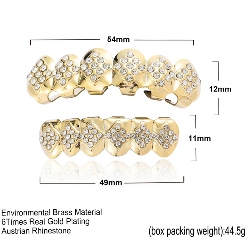 Декоративные коронки для верхних и нижних зубов в стиле хип-хоп с кубическим